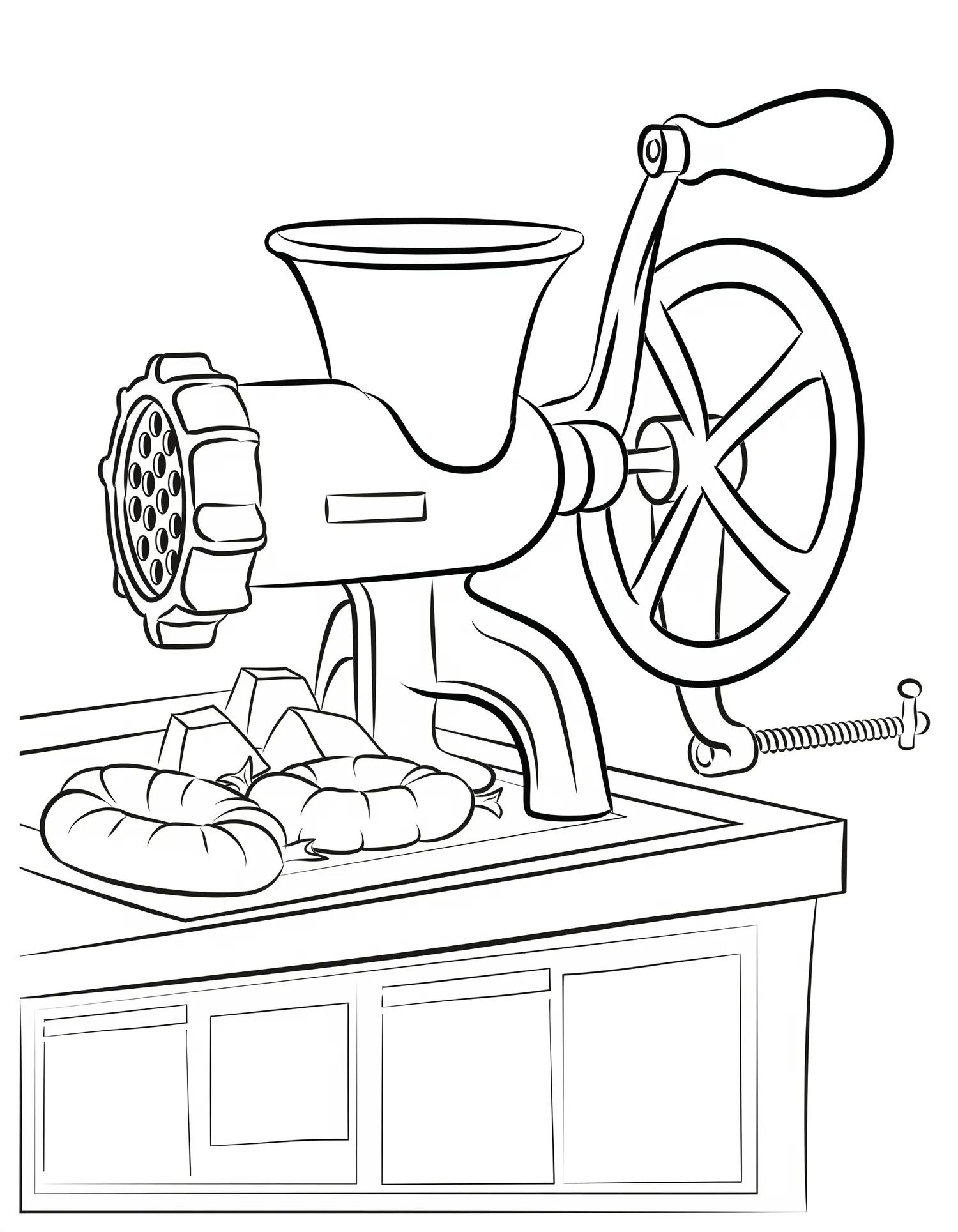 Hachoir à Viande Mécanique Manuel, Coloriage cuisine à imprimer gratuitement